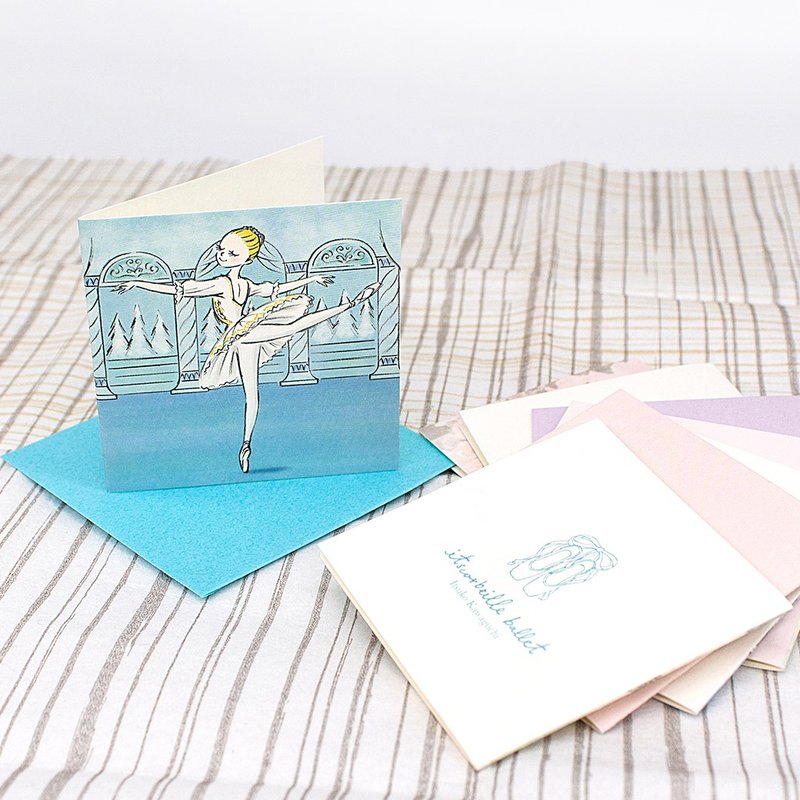 伊之珂芭蕾 │糖梅仙子 迷你礼物卡 ( 附信封 ) - 卡片/明信片 - 纸 绿色