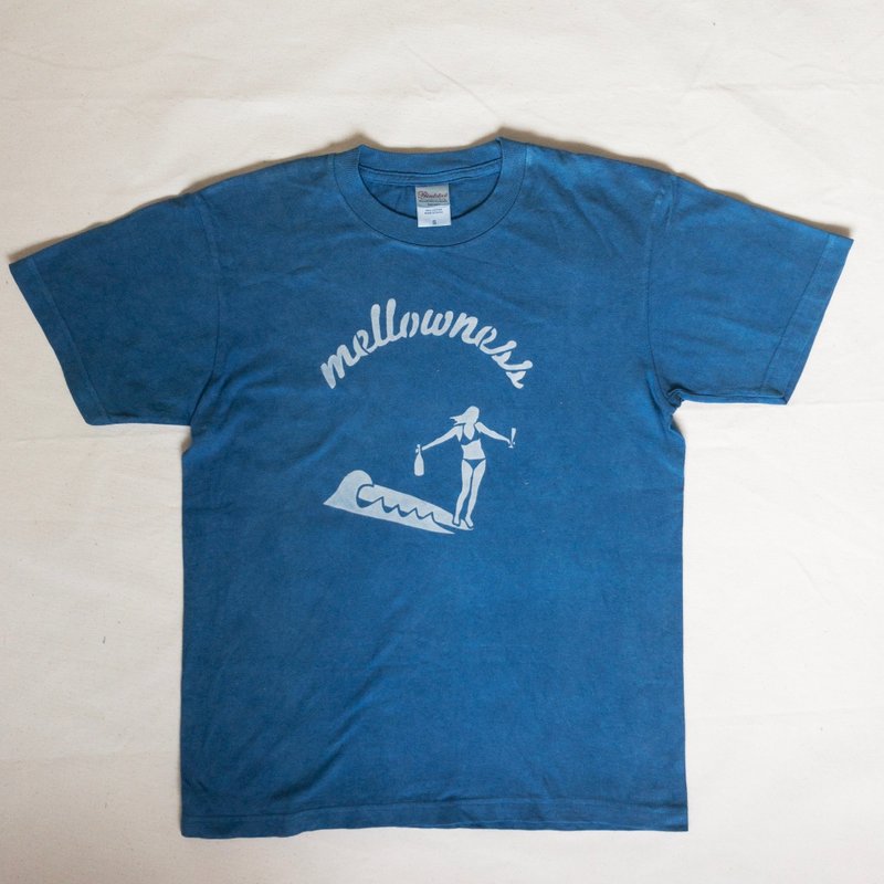 Mellowness TEE Indigo dye 藍 - 中性连帽卫衣/T 恤 - 棉．麻 蓝色