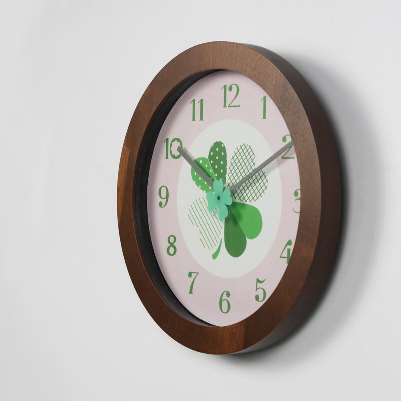 转转幸运草 挂钟时钟 - 时钟/闹钟 - 木头 咖啡色