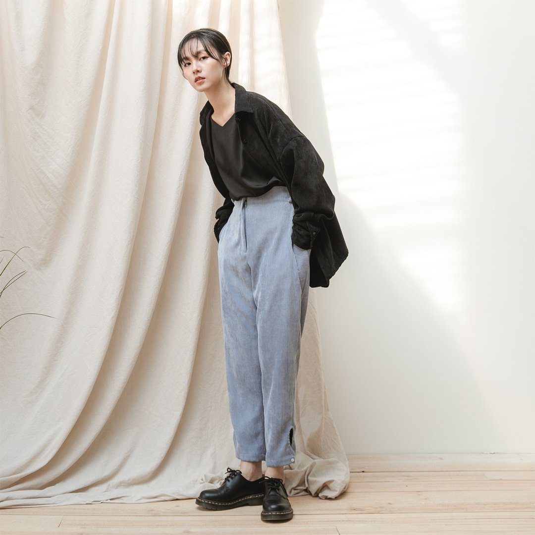 Distant_天涯剪接裤_20AF201_浅蓝 - 女装长裤 - 聚酯纤维 蓝色