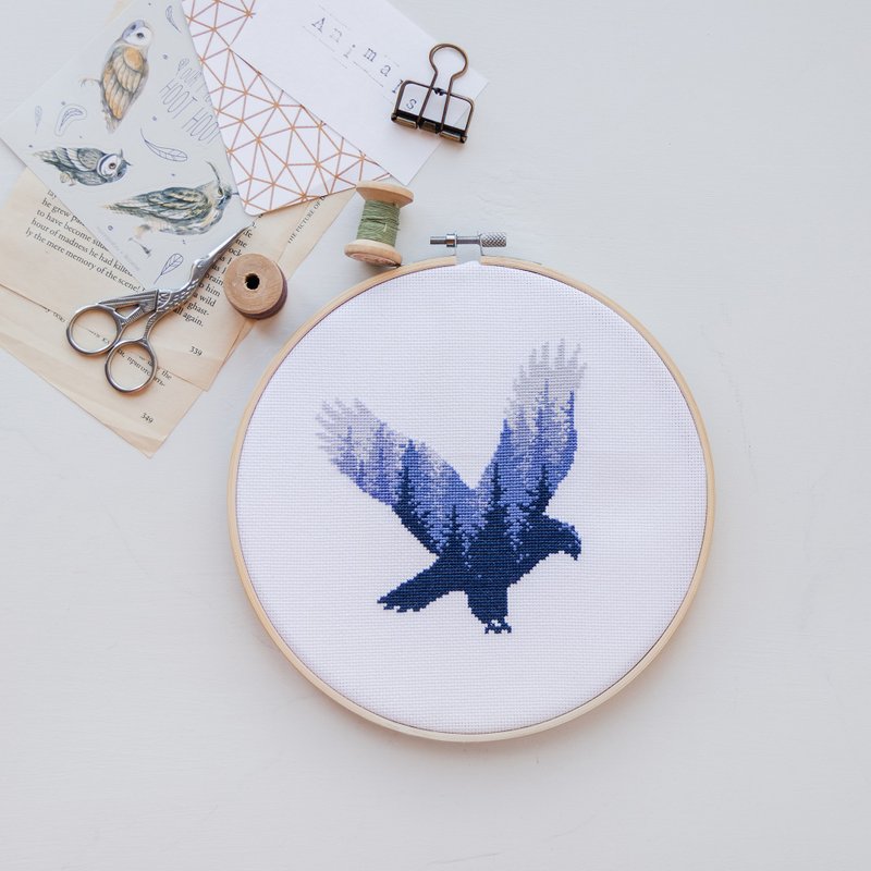 Eagle Silhouette Cross Stitch PDF Pattern 十字繡 - 编织/刺绣/羊毛毡/裁缝 - 其他材质 