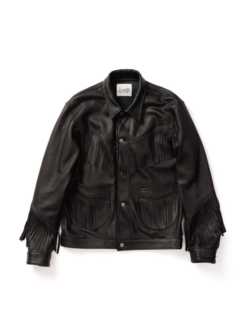 WILD WEST FRINGE JACKET - DEER HIDE - 男装外套 - 真皮 黑色