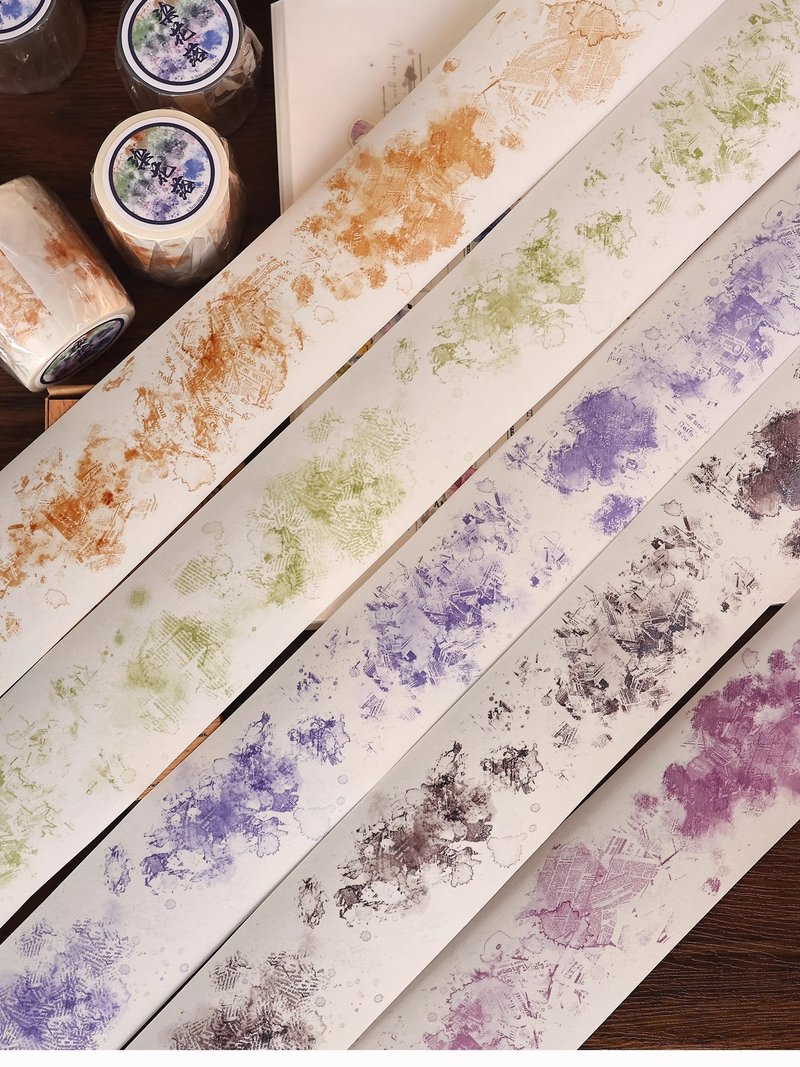 染花落 复古多彩晕染打底素材 PET 和纸胶带 手帐拼贴 - 纸胶带 - 纸 多色