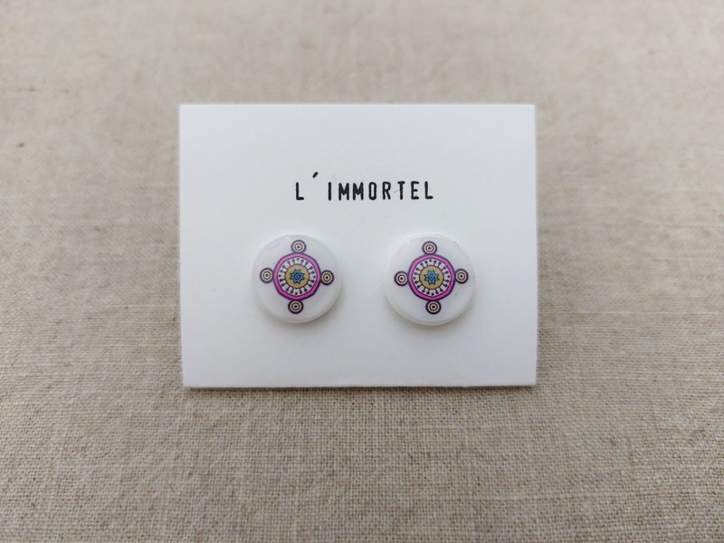 地仙 L'IMMORTEL 花纹 耳针式耳环 - 耳环/耳夹 - 塑料 多色