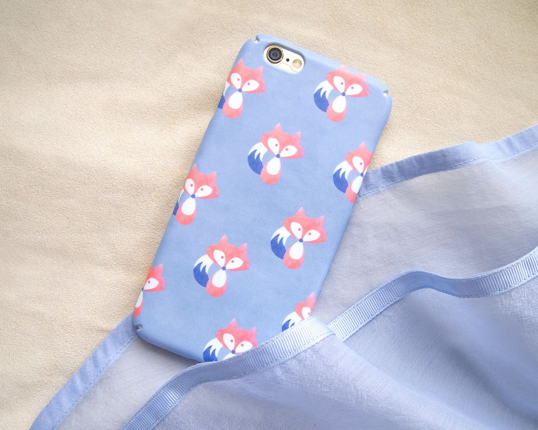 狐狸图案 iPhone 手机壳 เคสสุนัขจิ้งจอก - 手机壳/手机套 - 塑料 蓝色