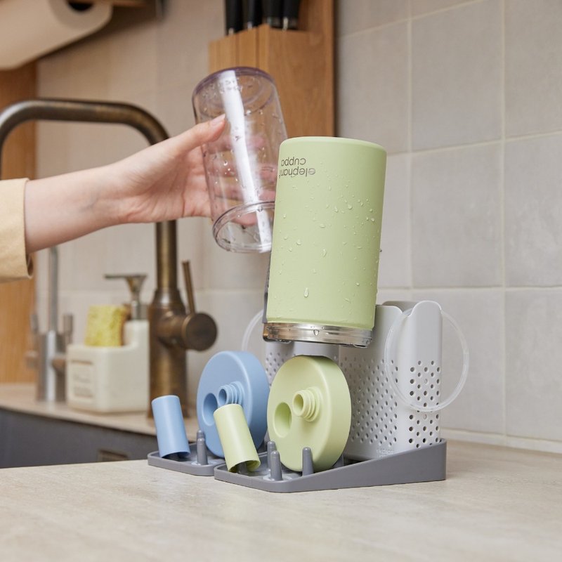 Elephant Cuppa 沥水杯架套组 - 碗盘清洁 - 塑料 灰色