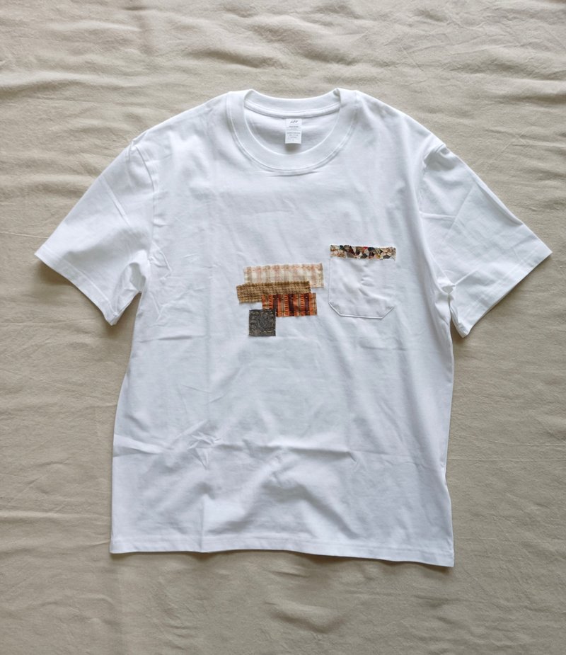 Designer collection 洁净白 碎布拼图T-shirt - 女装 T 恤 - 棉．麻 白色