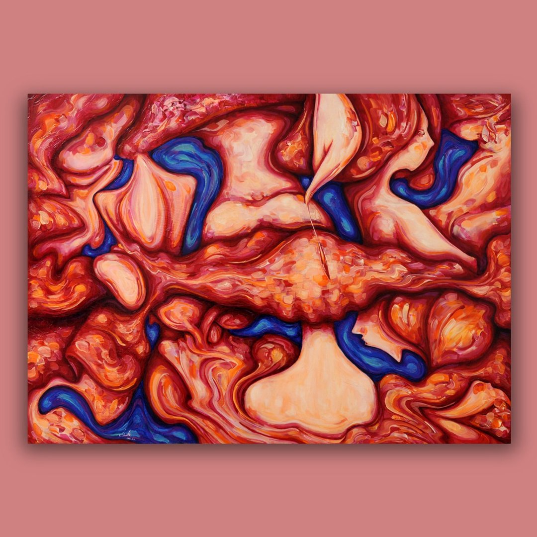 蓝紫色的香水味 /艺术挂画 /抽象画 /灵魂画作 /装饰油画 - 海报/装饰画/版画 - 颜料 红色
