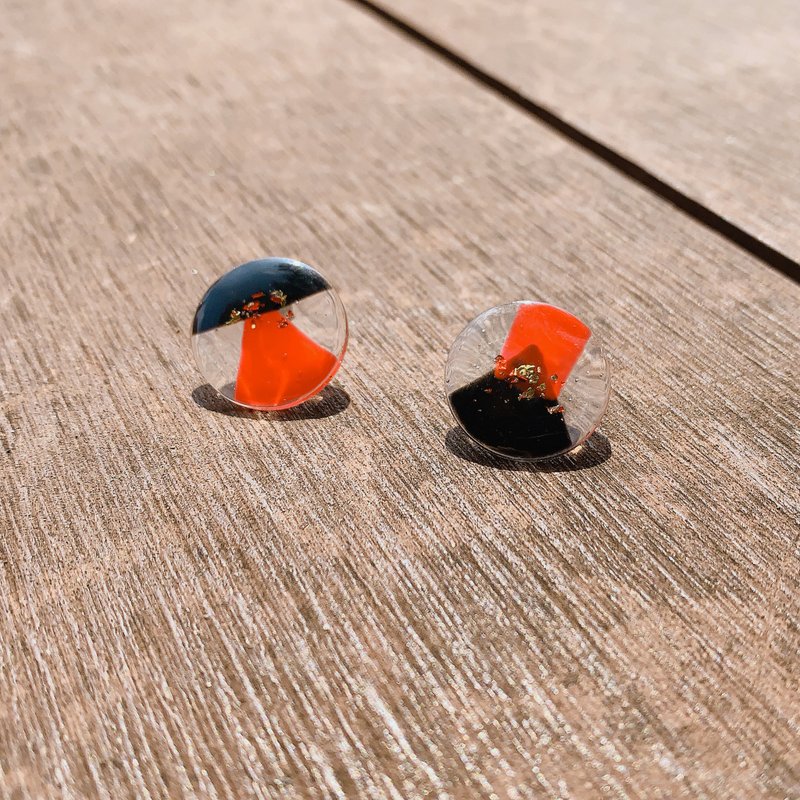 现代黑红 - 耳环/耳夹 - 树脂 