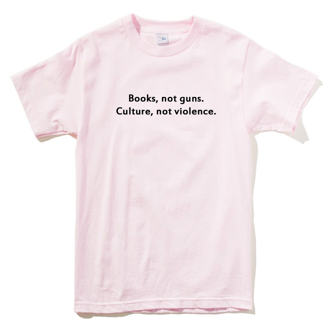 Books Not Guns Culture Not Violence 短袖T恤 浅粉色 夏装文字 - 女装 T 恤 - 棉 粉红色