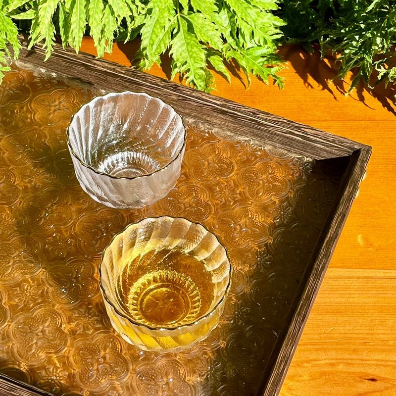 酽韵逸品【日式雅趣冷茶杯 · 玻璃托盘组】(现货+预购) - 玻璃杯 - 玻璃 透明