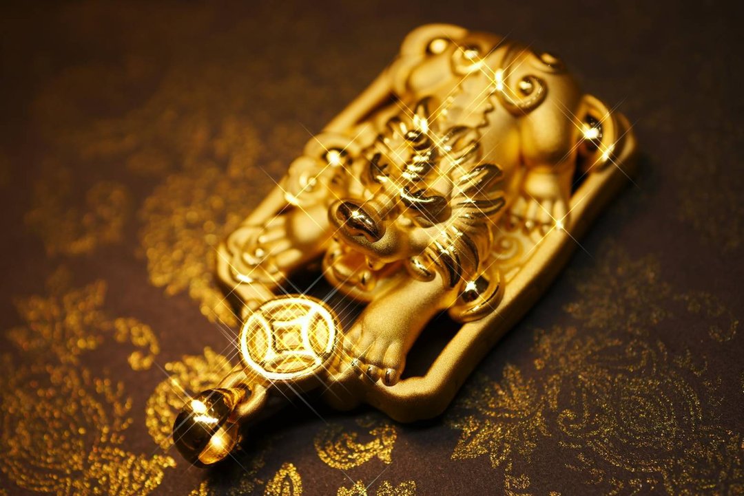 黄金坠子-猛咬钱貔貅-金坠子 - 项链 - 24k 金 金色