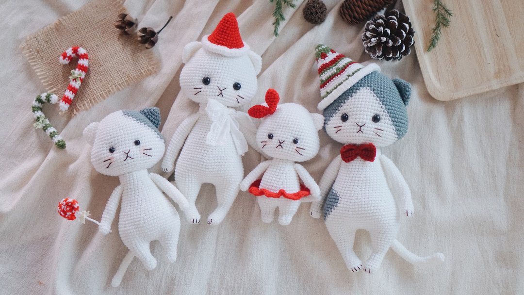 Digital Download - PDF | Crochet amigurumi Pattern Christmas Cat family - Logo 设计/图案设计 - 其他材质 