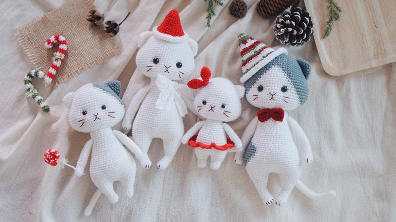 Digital Download - PDF | Crochet amigurumi Pattern Christmas Cat family - Logo 设计/图案设计 - 其他材质 