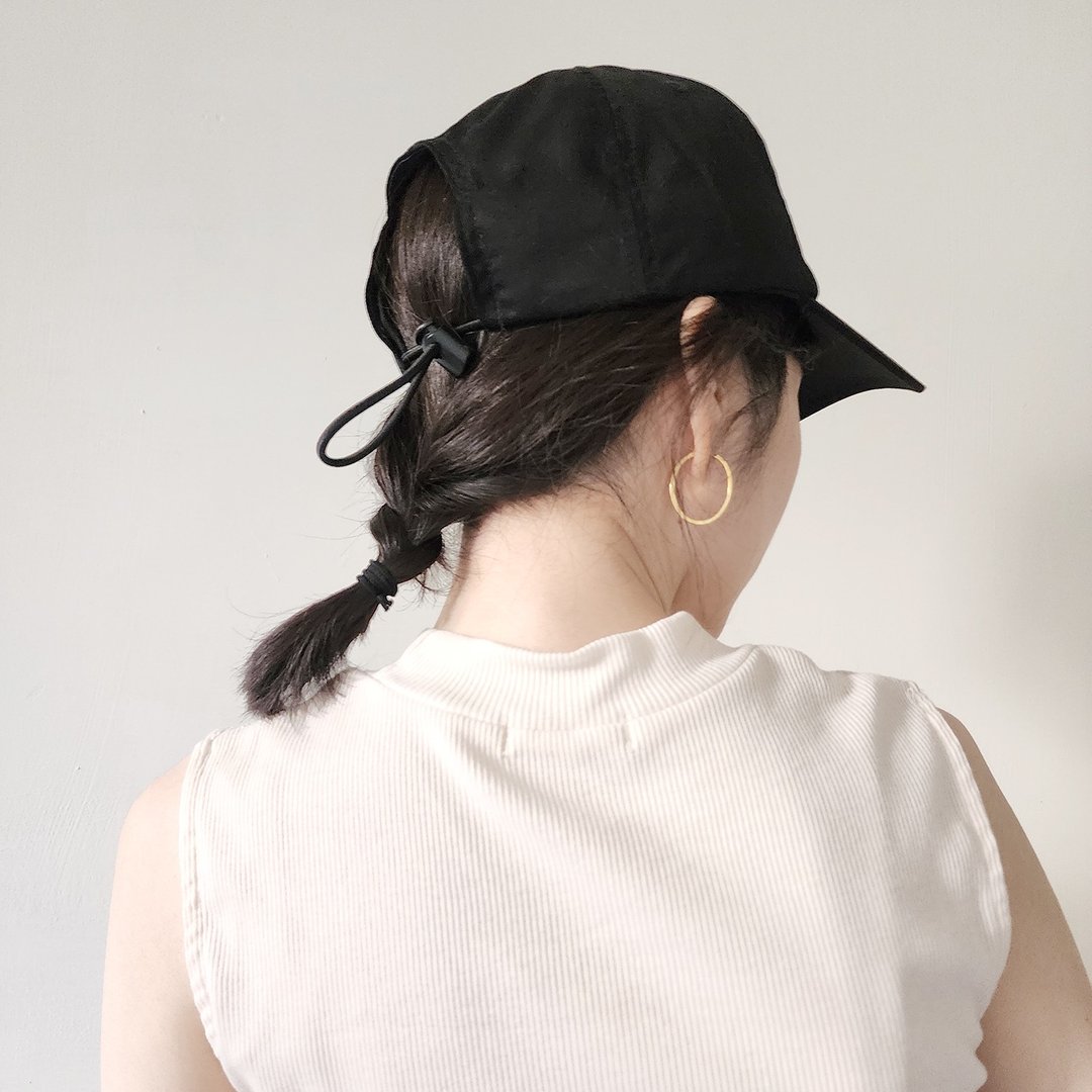 Pull String Baseball Cap 重磅黑丹宁拉绳调节棒球帽 - 帽子 - 棉 黑色