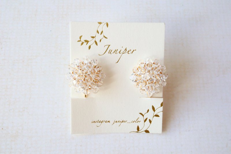 水晶宝石耳夹 - 耳环/耳夹 - 玻璃 白色