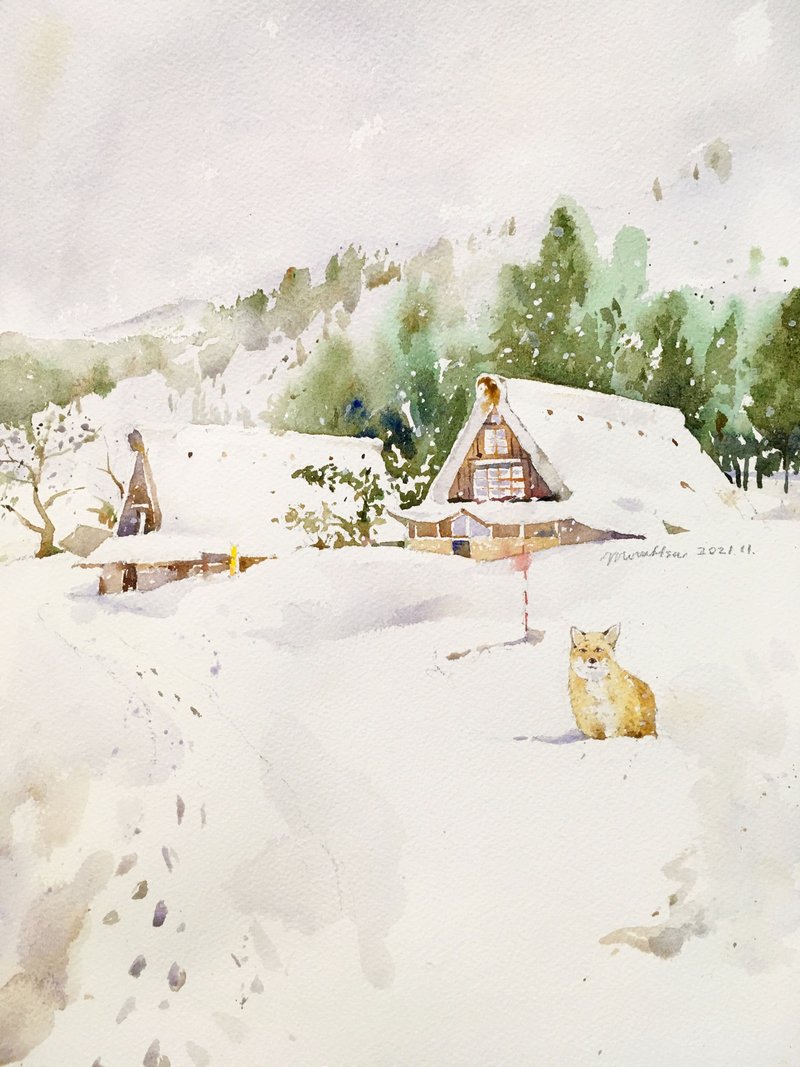 在线课程。雪地里的小房子(可加购材料包) - 插画/绘画/写字 - 纸 白色