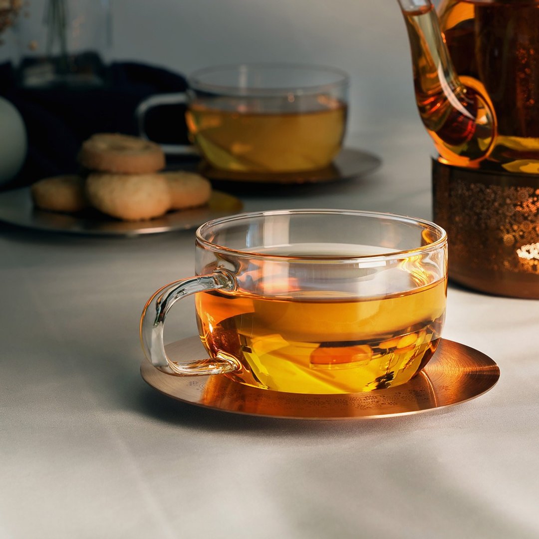 璀璨玻璃杯碟(240ml) - 茶具/茶杯 - 玻璃 金色