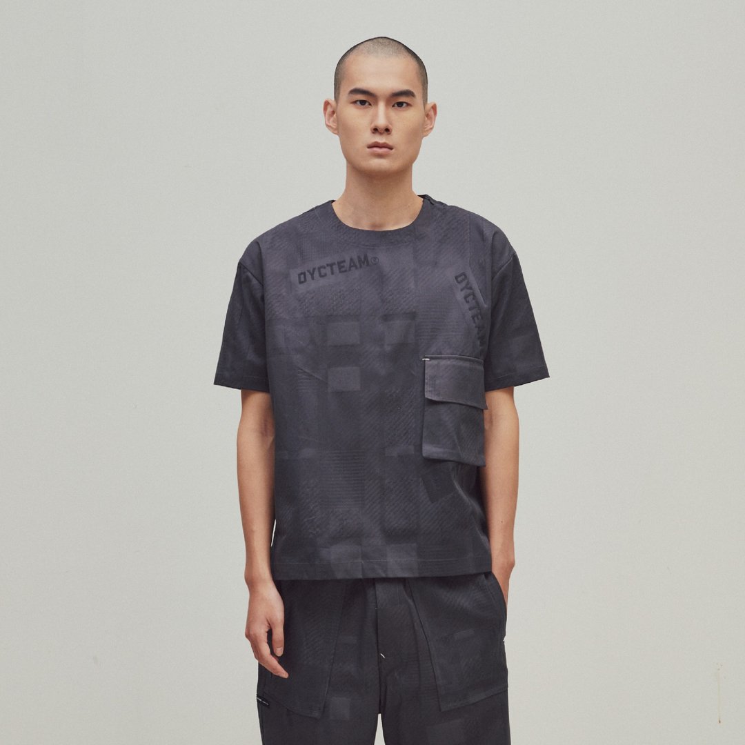 DYCTEAM - EVOLVE(D) - Gray logo  jacquard pocket tee - 男装上衣/T 恤 - 棉 灰色