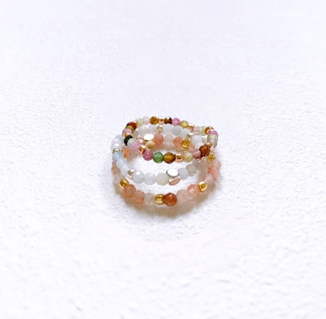 简约 水晶串珠戒指 - 戒指 - 水晶 多色