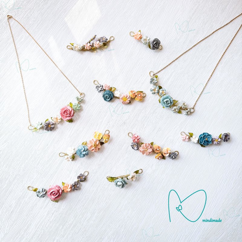 花间绽放*手工黏土花/水晶花*项链/颈链 - 项链 - 粘土 