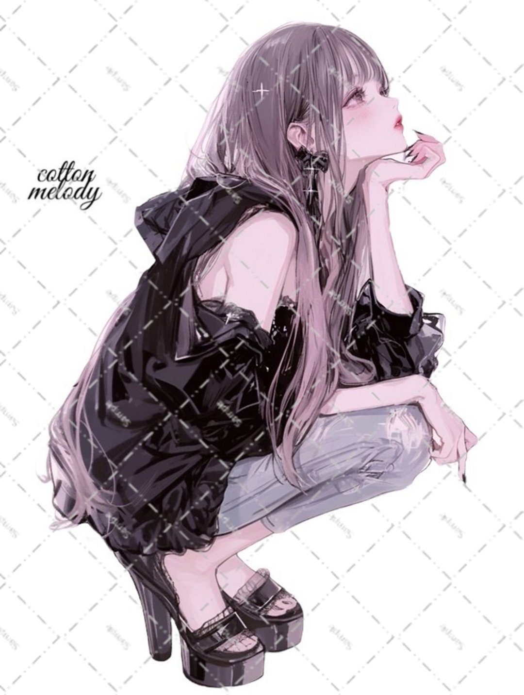 original sticker no.6457 人物贴纸 原创贴纸 人物贴纸 女孩贴纸 原创人物贴纸 - 贴纸 - 纸 