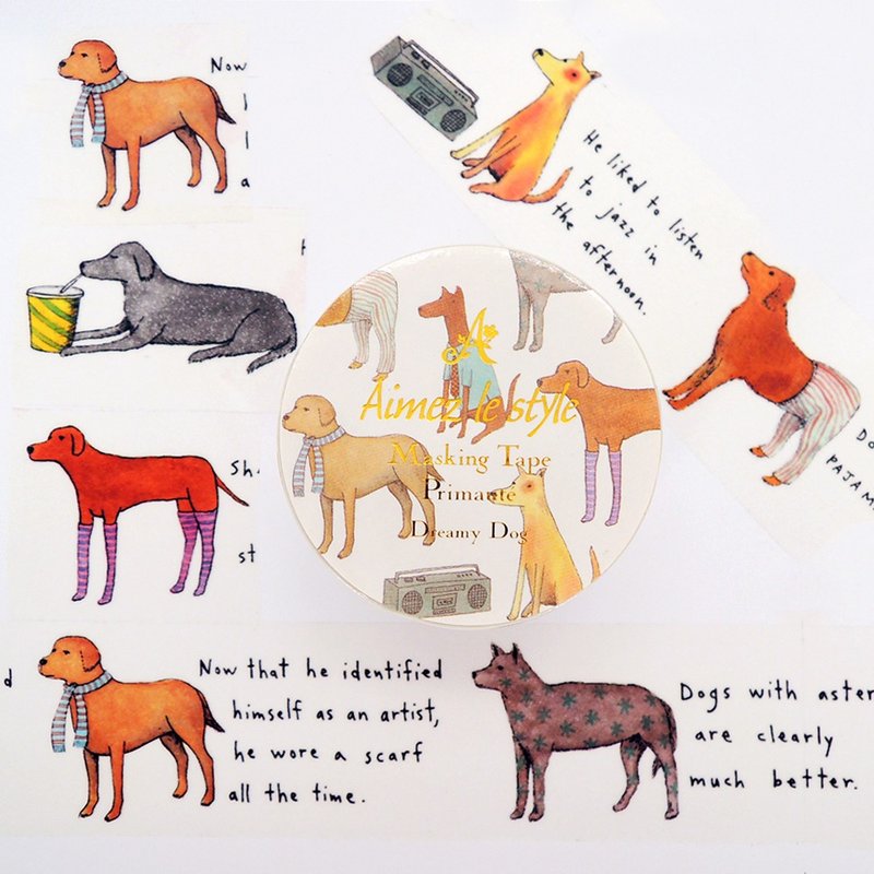 Aimez le style纸胶带-梦幻狗<A04505> - 纸胶带 - 纸 多色