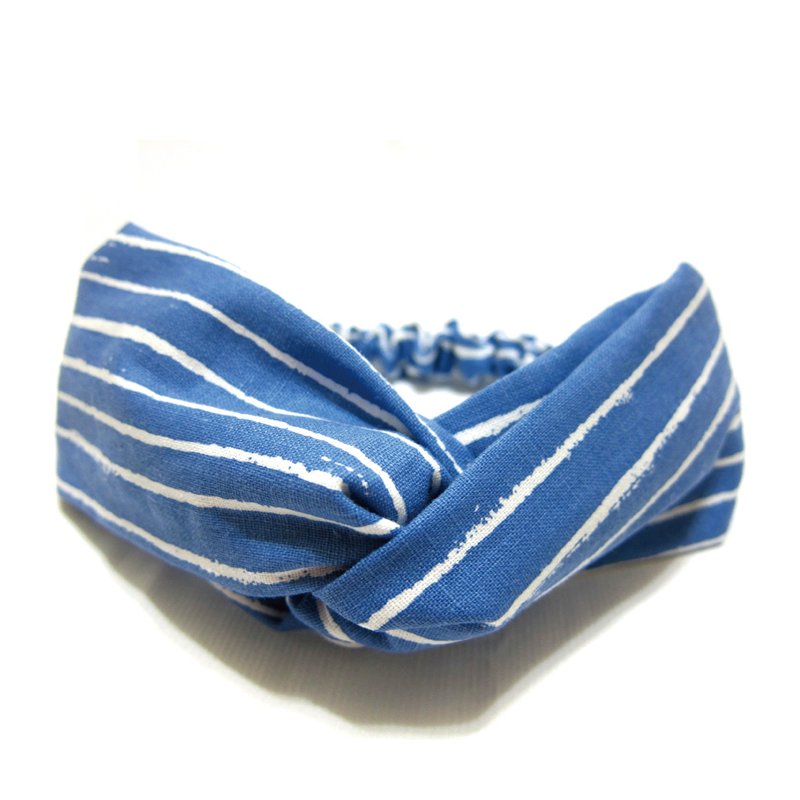 之间 好烦小姐 松紧带 宽版发带 - 发饰 - 棉．麻 蓝色