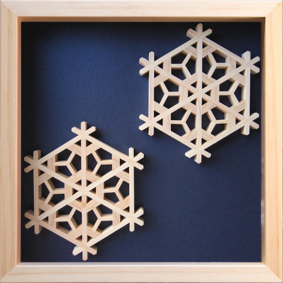 Kumiko Cube frame Design : Sakura Kikkou - 墙贴/壁贴 - 木头 蓝色