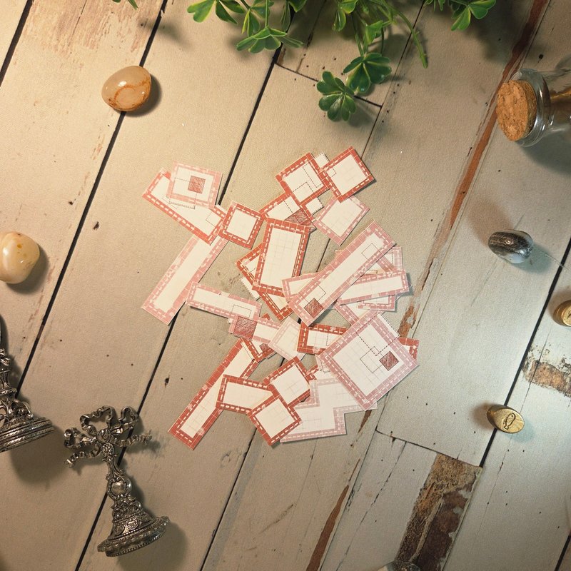 网格迷你标签 - 草莓拿铁 - 贴纸 - 纸 