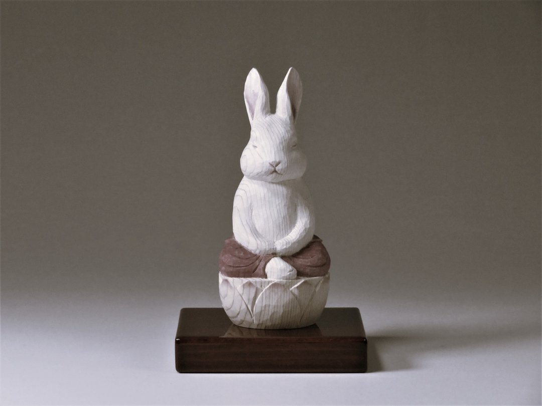 For Chia-Ying Wang, this is a custom-made zazen rabbit. - 玩偶/公仔 - 木头 白色
