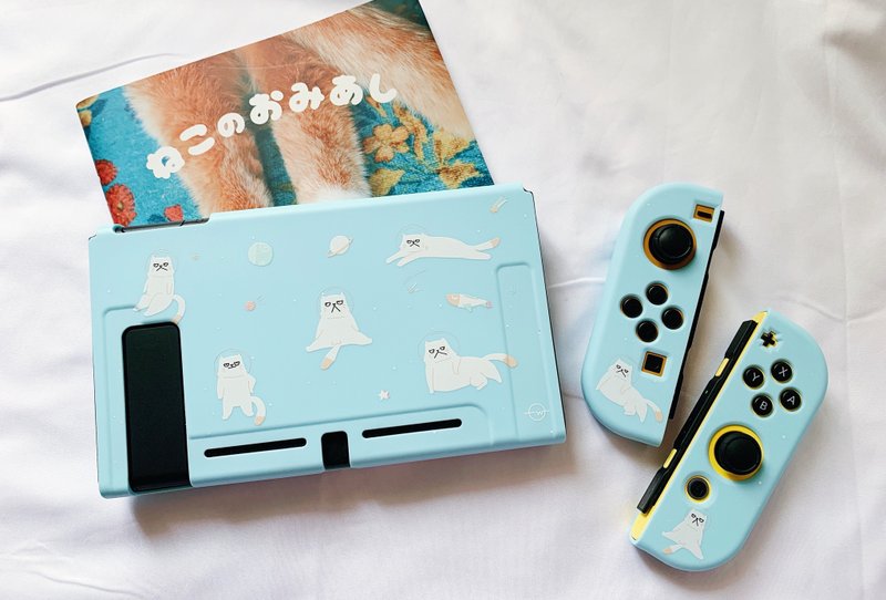 奶油蓝厌世猫星人 SWITCH/OLED 保护套 附送猫肉球Joystick保护胶 - 数码小物 - 塑料 蓝色