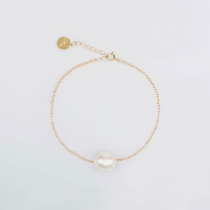 午夜洛可可 大珍珠手链 18K镀金 - 手链/手环 - 纯银 白色