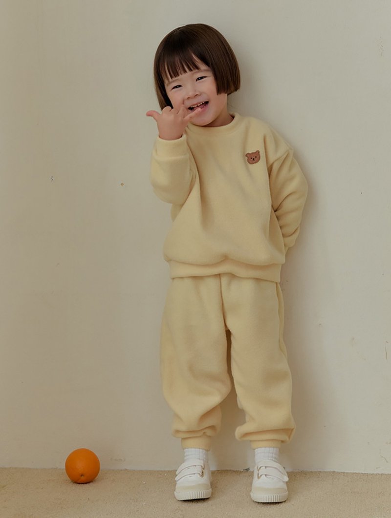 【新品】奶黄柔感 - 暖暖云棉运动套装长袖韩国童装-K67809 - 童装上衣 - 棉．麻 黄色