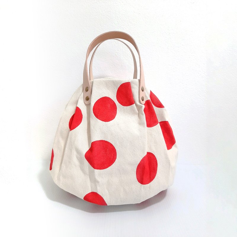 Handmade Bag Pumpkin Shape (Red) - 手提包/手提袋 - 棉．麻 红色