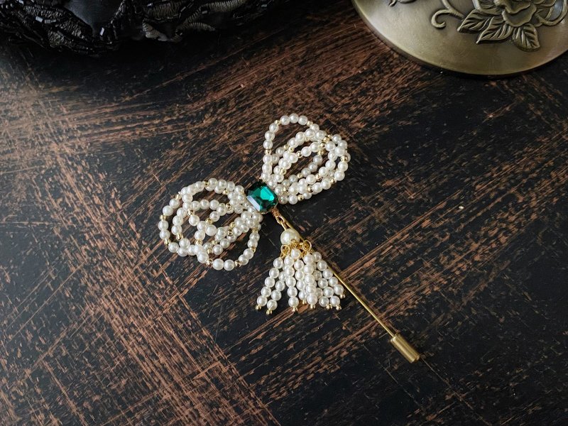 【圣诞优惠】【送礼】伯爵夫人 珍珠蝴蝶结胸针 - 胸针 - 珍珠 