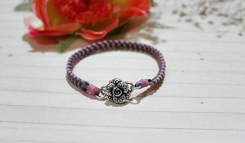 手编蚕丝蜡线X银饰_钟爱玫瑰 //可以自选颜色// #气质 #秀气 - 手链/手环 - 蜡 