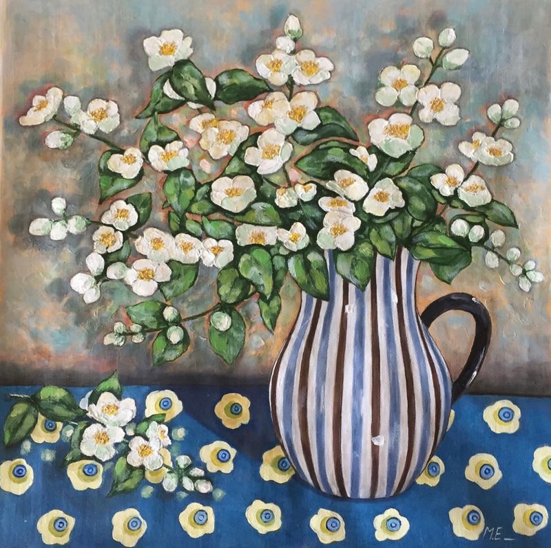 茉莉画静物印象派油画墙壁装饰 - 墙贴/壁贴 - 其他材质 