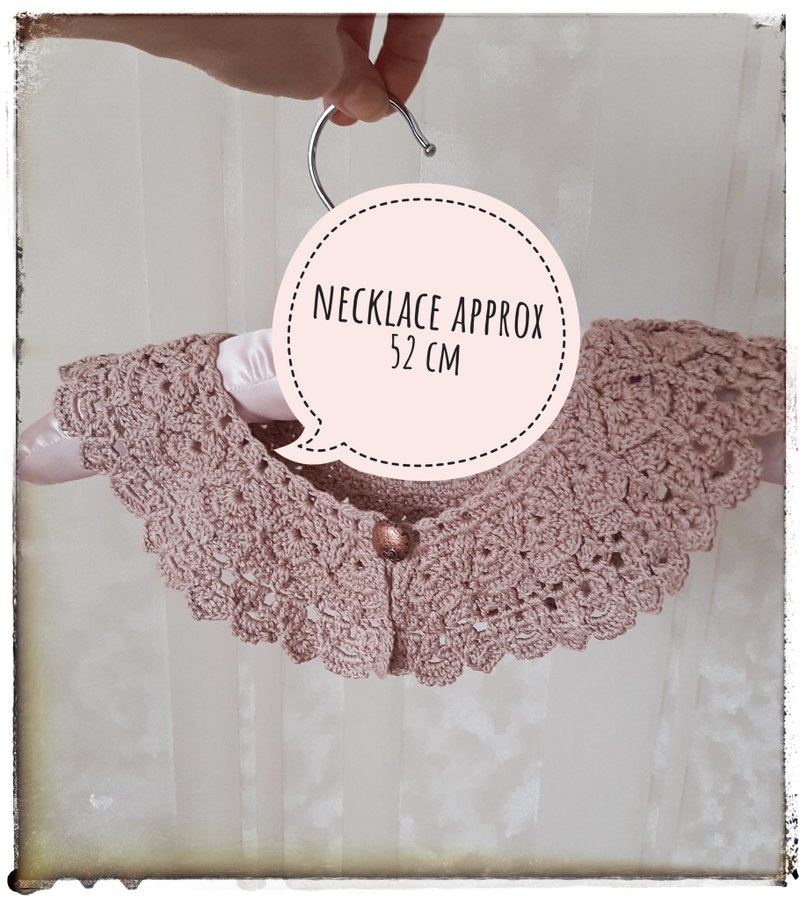 Detachable lace collar for women, vintage style, dark powder color collar - 锁骨链 - 棉．麻 粉红色