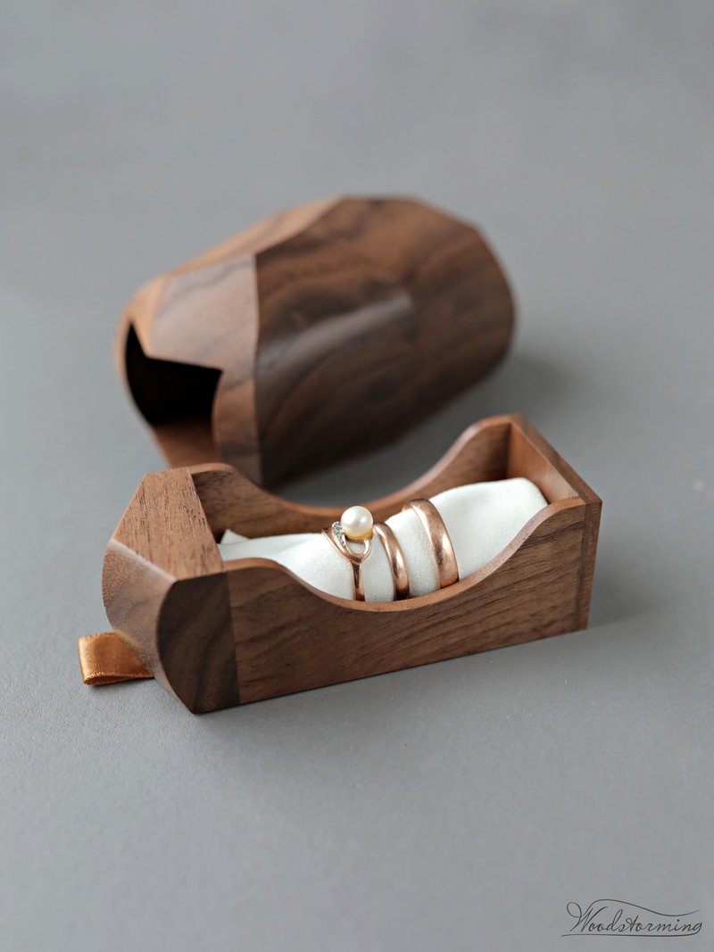 婚礼戒指盒，双结婚戒指盒，求婚戒指盒 - 收纳用品 - 木头 