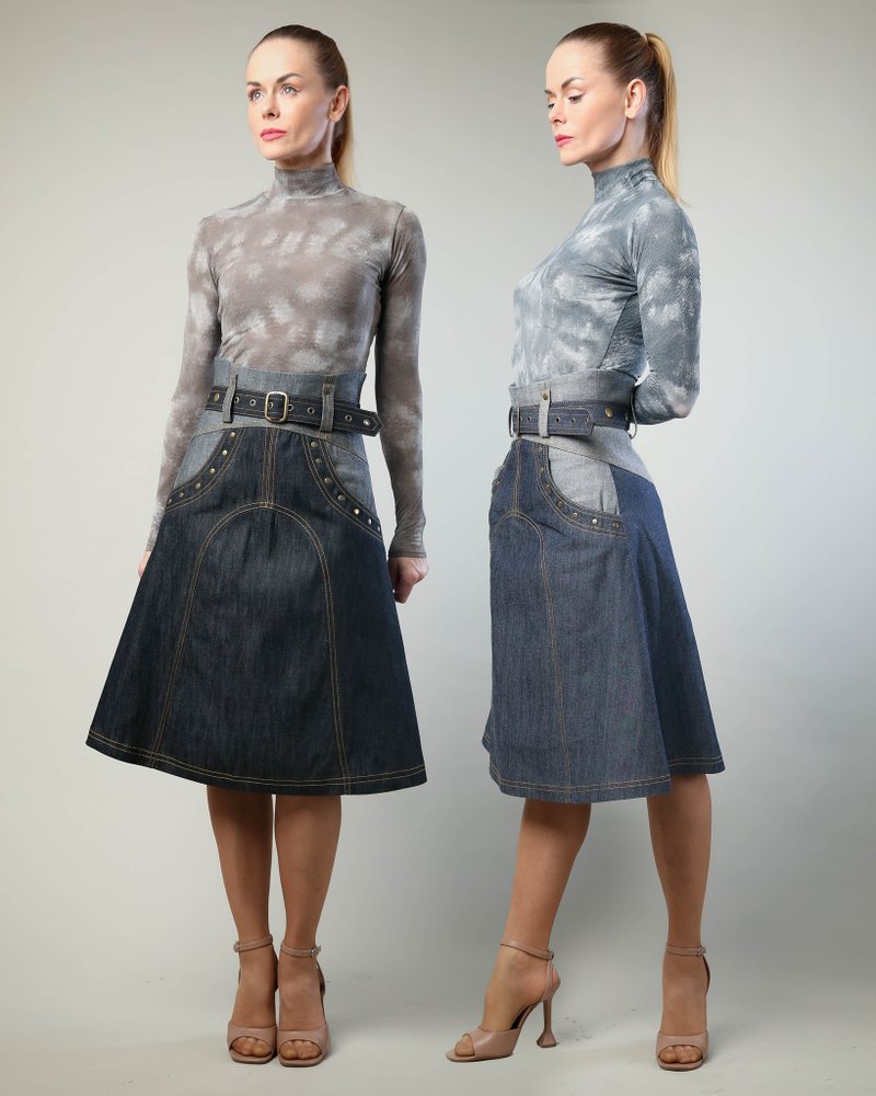 SIGNATURE 系列 | A 字牛仔高腰裙 - 裙子 - 其他材质 多色