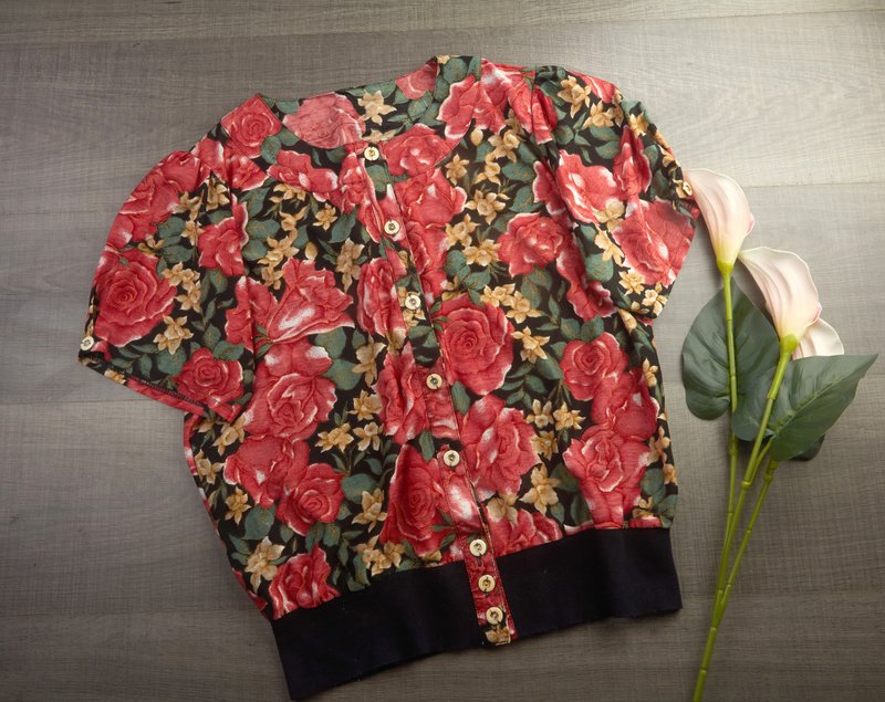 大号 | 复古女式衬衫- 红色女式衬衫|  女士复古服装 - 女装衬衫 - 其他材质 红色