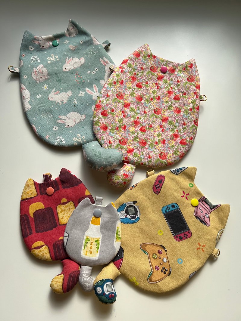 拼拼布。手作 - 猫咪侧背包 - 侧背包/斜挎包 - 棉．麻 多色