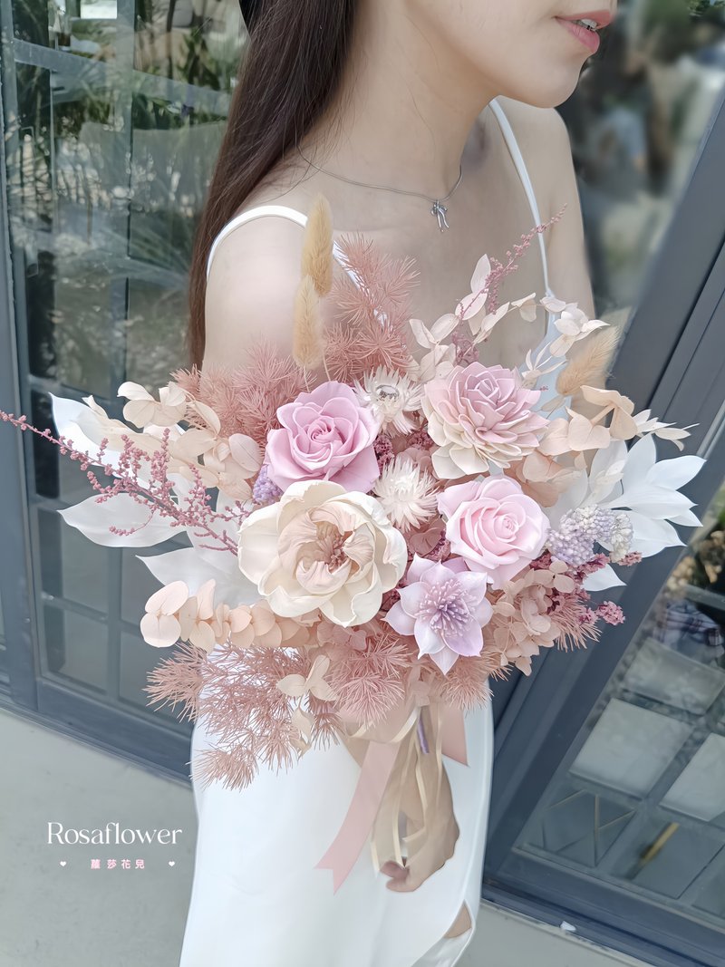 萝莎花儿  永生捧花 温柔气质粉玫瑰 花束 - 干燥花/捧花 - 植物．花 