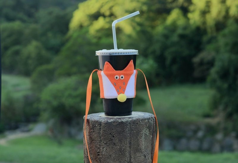 动物饮料杯套-狐狸 - 随行杯提袋/水壶袋 - 棉．麻 多色