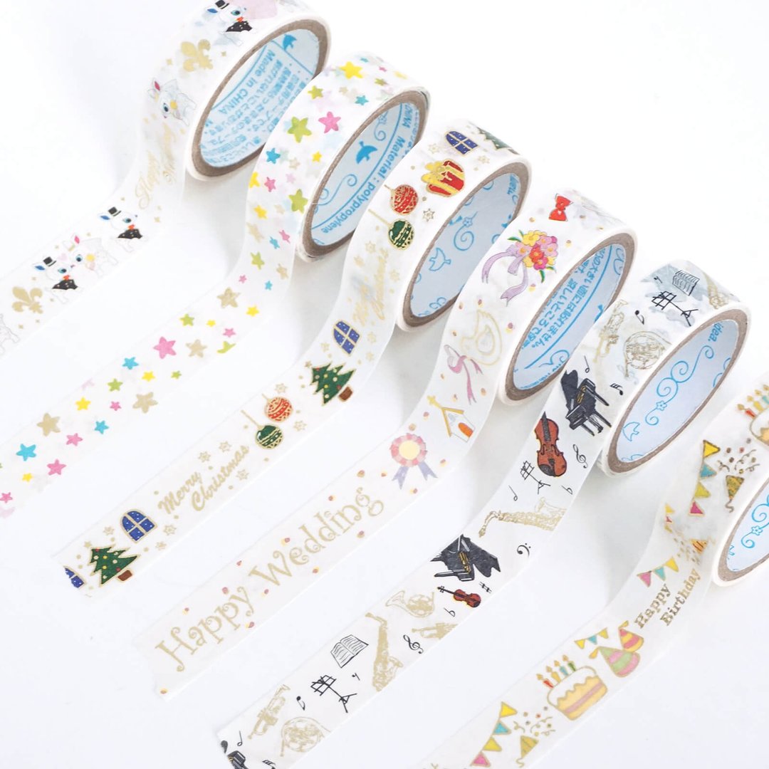 padou 烫金工艺胶带 宽1.5cm × 长3m 文具 礼品包装 派对 可爱 - 纸胶带 - 纸 白色