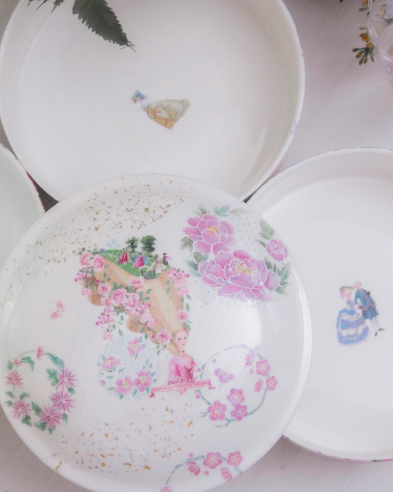 新年限定 法式 x 日式新年陶瓷糖果盒 - 盘子/餐盘/盘架 - 陶 粉红色