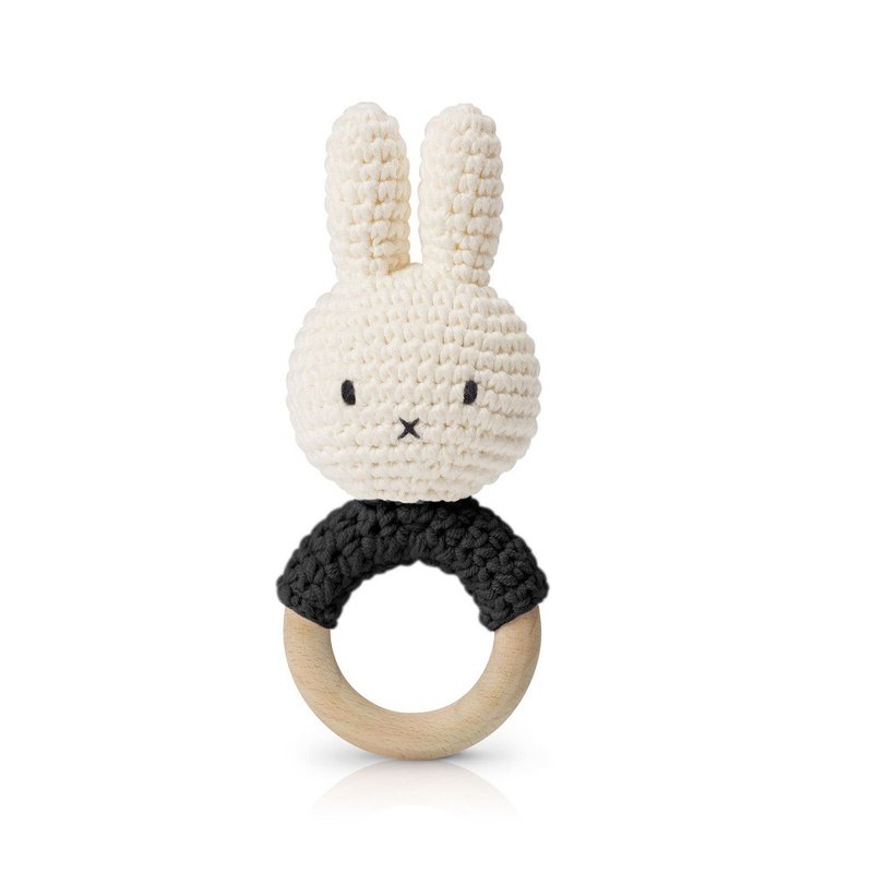 荷兰 Just Dutch | Miffy 米飞兔 手工编织 婴幼儿 手摇铃 黑色 - 玩偶/公仔 - 棉 黑色