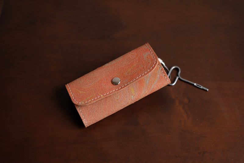 皮革钥匙包 手染皮革 独一无二 - 钥匙链/钥匙包 - 真皮 橘色