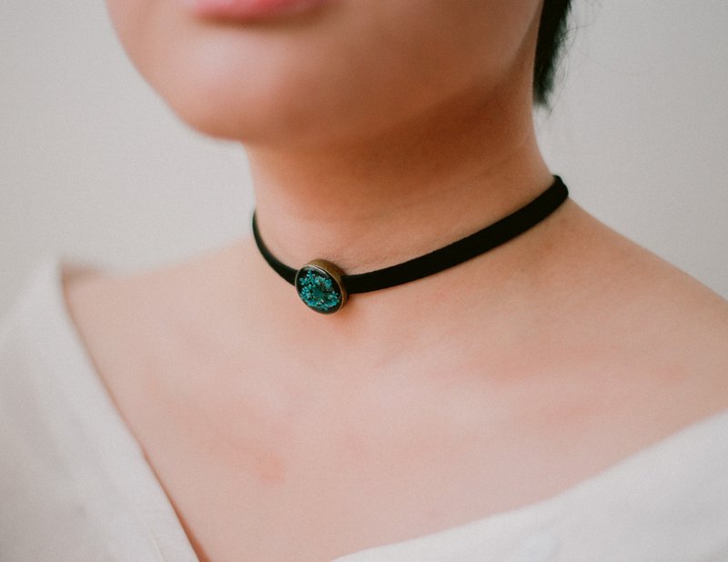 Ammi majus (Blue) - Choker Necklace - 项链 - 植物．花 蓝色